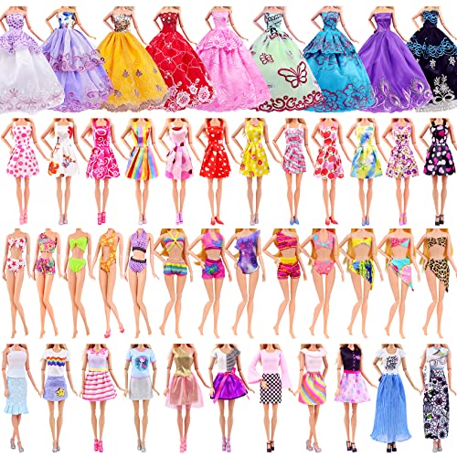 Ecore Fun 120 Pcs Fashion Doll Closet Wardrobe for Clothes and Accessories Storage Include Clothes, Dresses, Shoes, Shoes Rack, Bags, Necklace, Hangers for 11.5 Inch Girl Doll Clothes - Image 5