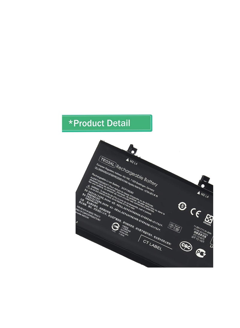 Terabyte بطارية TE03XL 11.55V 61.6Wh متوافقة مع HP OMEN 15-ax012TX إلى 15-ax050TX، HP Pavilion 15-bc001TX إلى 15-bc045TX P/N: 849910-850 849570-541 HSTNN-UB7A TPN-Q173 - Image 4