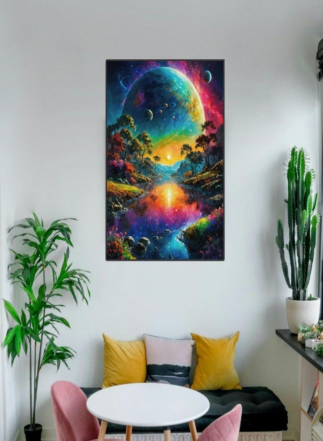 ldazao Earth and Stars Space DIY Paint by Number, Mountain Paint by Numbers for Adults - Landscape Paint by Number On Canvas Without Frame for Gift Home Wall Decor(16x20inch) - Image 3