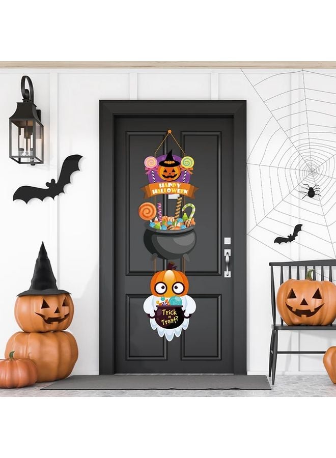 Halloween Door Hanging Decorations 3pcs Set Pumpkin Bat Witch Hat Indoor Outdoor - Image 3