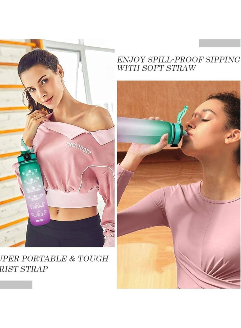 MahMir Water Bottle 1L with Time Marker Straw Strainer Tritan BPA Free for Fitness Gym Outdoor Sports By MahMir (Orange)  - Image 5
