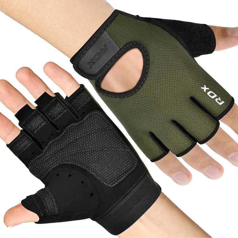 RDX Weight Lifting Gloves Gym Fitness Workout Anti Slip Palm Protection Half Finger Exercise Glove for Powerlifting Deadlifting Bodybuilding Calisthenics Cycling Rowing Climbing Training Men Women - Image 2