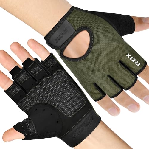 RDX Weight Lifting Gloves Gym Fitness Workout Anti Slip Palm Protection Half Finger Exercise Glove for Powerlifting Deadlifting Bodybuilding Calisthenics Cycling Rowing Climbing Training Men Women - Image 1