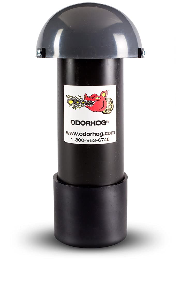 OdorHog Vent Stack Pipe Filter 4 Sizes Black ABS with Mushroom Cap Removes Outdoor Septic and Sewer Odors 30inch