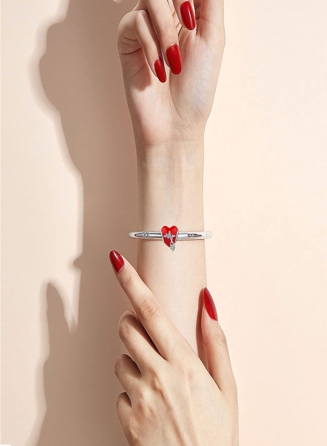 KunBead Red Enamel Heartbeat Love Heart Bead Charms Compatible with Pandora Bracelets - Image 4