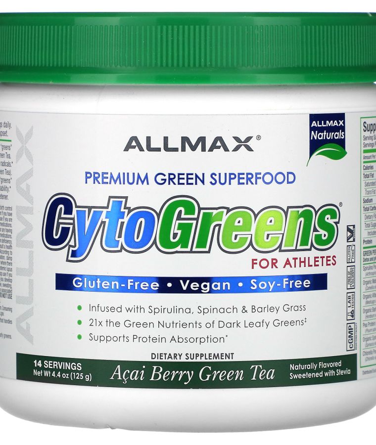Allmax CytoGreens® Premium Green Superfood For Athletes Acai Berry Green Tea 4.4 oz (125 g)