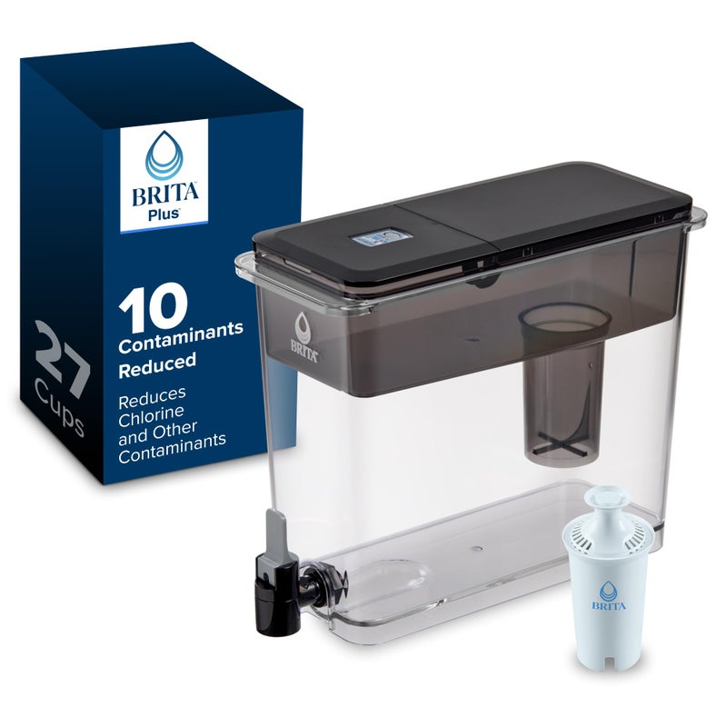 Brita UltraMax Large Water Dispenser with 1 BritaPlus Filter, 27 Cup, Black (Package May Vary) - Image 1