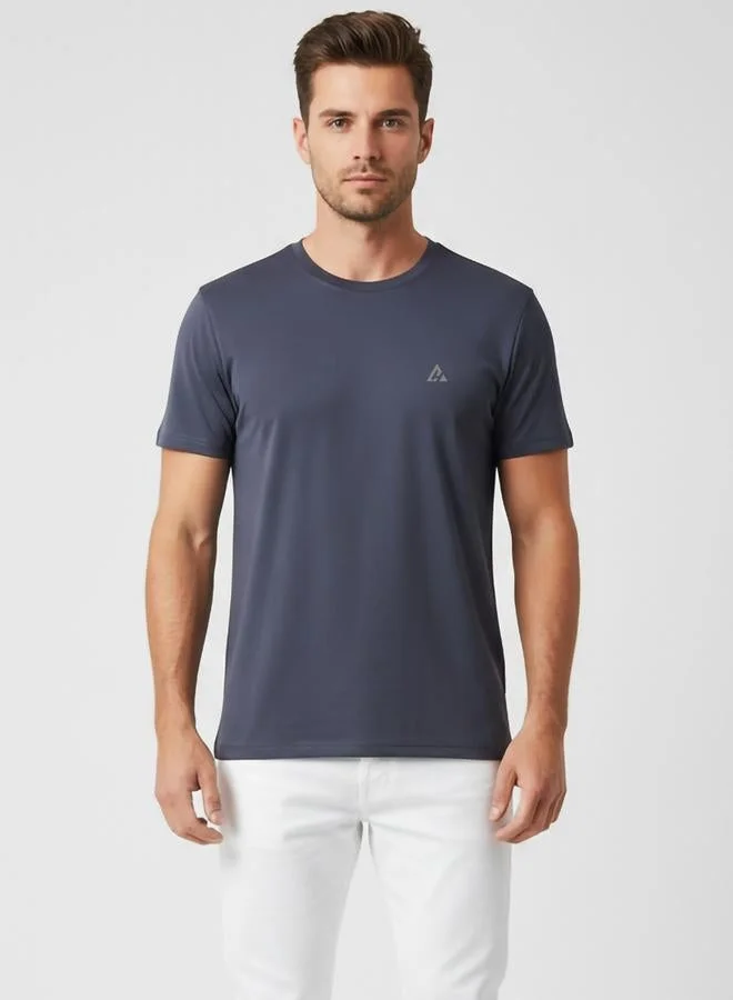 Clans&Hans Men Grey Logo Crew Neck T-Shirt
