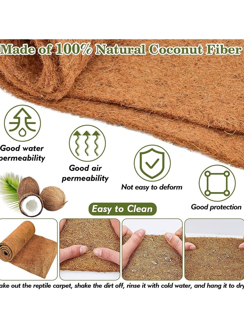 Zikra 3 Pieces Reptile Carpet 12 x 20 inches Coco Fiber Substrate Liner Natural Coconut Fiber Pet Mat Tortoise Carpet Mat Pet Terrarium Liner for Lizard Turtle - Image 4