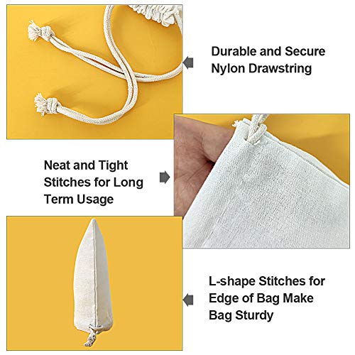 SumDirect 20Pcs Cotton Muslin Bags,White Lightweight Gift Bags Breathable Pouches with Drawstring Reusable Packing Storage Bags for Wedding, Party, Birthday (8x10inch) - Image 3