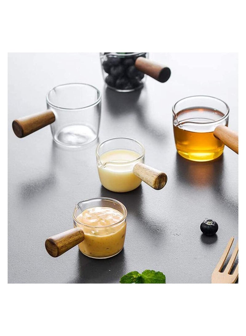 KASTWAVE Glass Creamer Dish Small Sauce Bowls Prep Dip Dessert Bar Dish Bowls with Handle Creamer Cup Mini Coffee Milk Creamer Serving Pitcher Jug, 2 pcs, Size S and Size L - Image 5