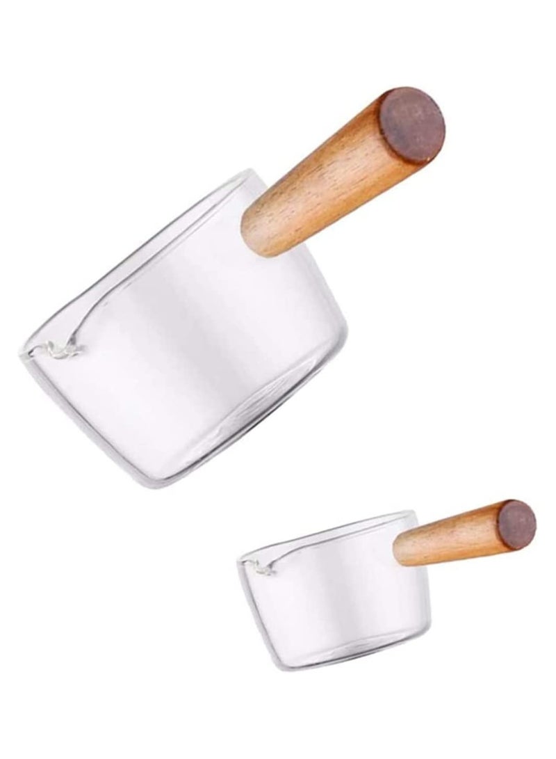 KASTWAVE Glass Creamer Dish Small Sauce Bowls Prep Dip Dessert Bar Dish Bowls with Handle Creamer Cup Mini Coffee Milk Creamer Serving Pitcher Jug, 2 pcs, Size S and Size L - Image 2