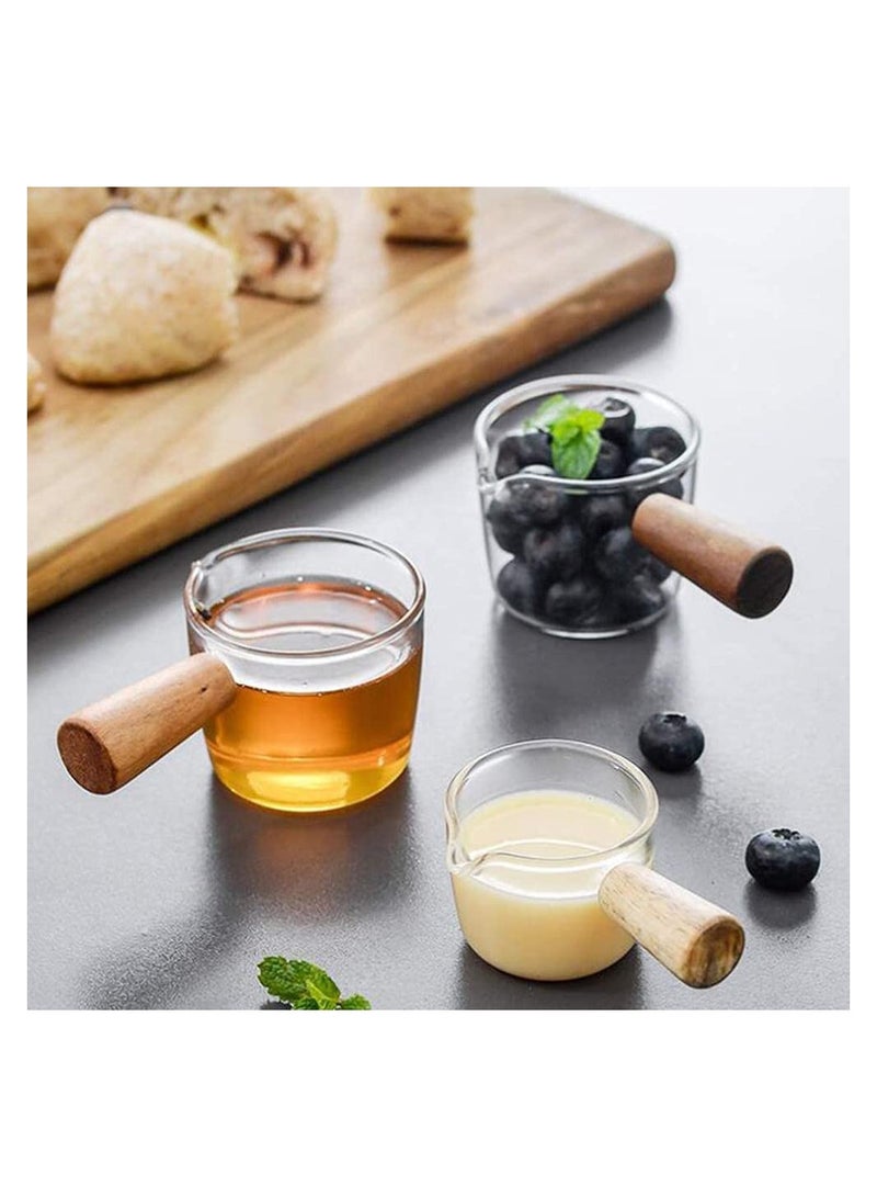 KASTWAVE Glass Creamer Dish Small Sauce Bowls Prep Dip Dessert Bar Dish Bowls with Handle Creamer Cup Mini Coffee Milk Creamer Serving Pitcher Jug, 2 pcs, Size S and Size L - Image 4