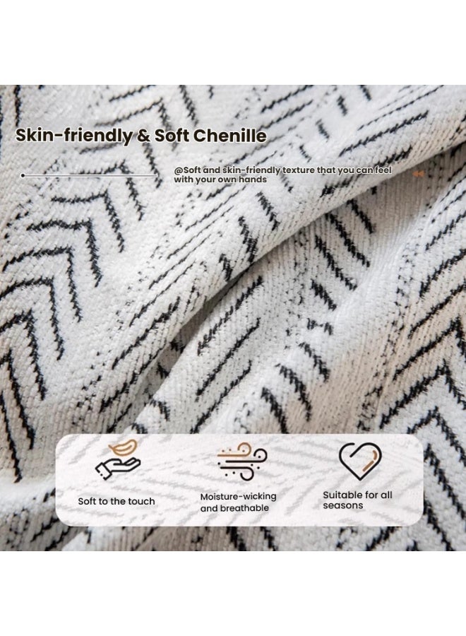 غطاء أريكة الشنيل - غطاء أريكة مقاوم للقطط ومضاد للخدش مع شرابات | مناسب عالمي لأرائك L U مقاس 1 2 3 4 مقاعد | رمي أريكة حديثة بسيطة بلون خالص - Image 3