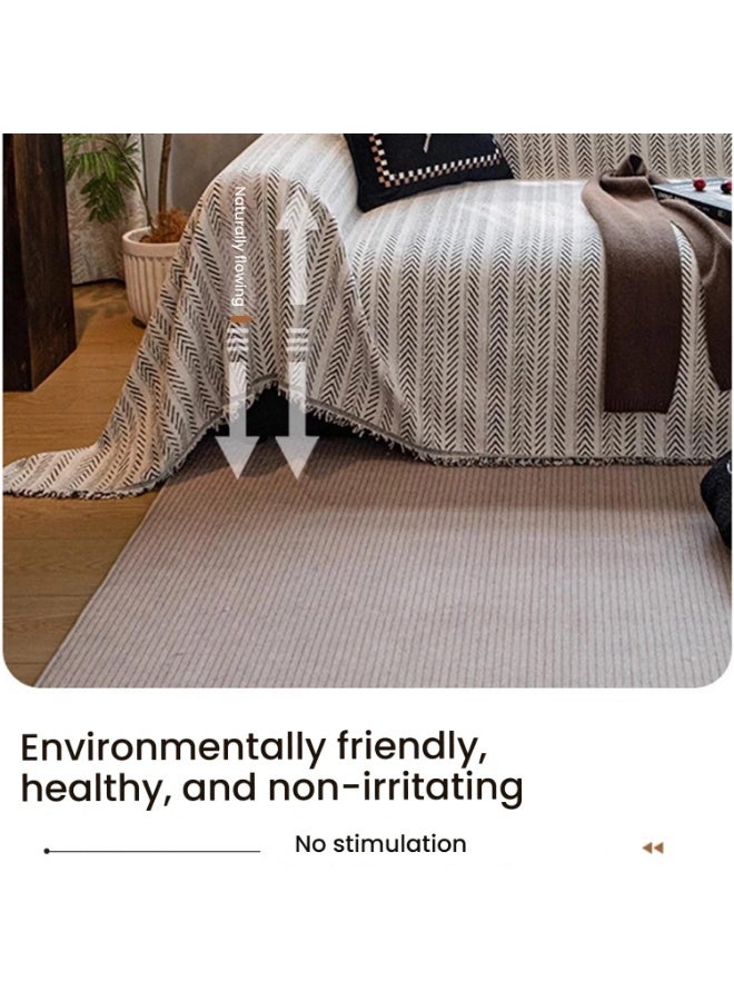 غطاء أريكة الشنيل - غطاء أريكة مقاوم للقطط ومضاد للخدش مع شرابات | مناسب عالمي لأرائك L U مقاس 1 2 3 4 مقاعد | رمي أريكة حديثة بسيطة بلون خالص - Image 5