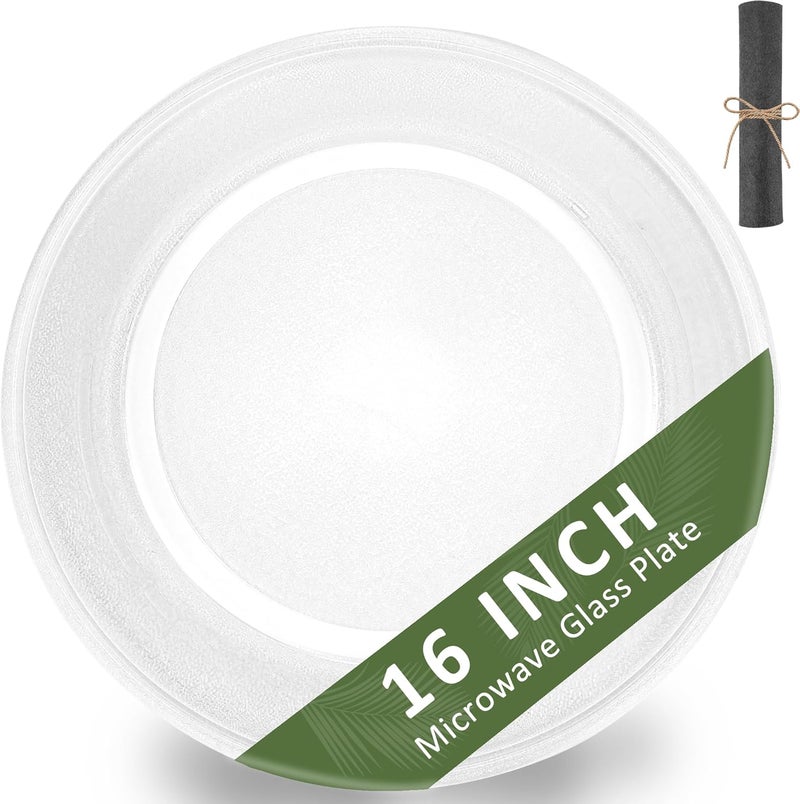 Fetechmate 16 inch Microwave Glass Plate WB49X10189 Glass Turntable Plate Compatible with G.E Microwave Replace WB27X43590 WB49X10166 AP4345996 JES2051DN2WW JES2051DN1BB PEB2060DM1CC by - Image 1