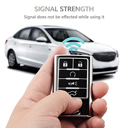OFFCURVE Key Fob Cover with Keychain for Cadillac, TPU Car Key Case Protector for Cadillac SRX ATS ELR XTS 2010 2011 2012 2013 2014 2015 Keyless Entry Remote Control Start Car Key Accessories, Black - Image 5