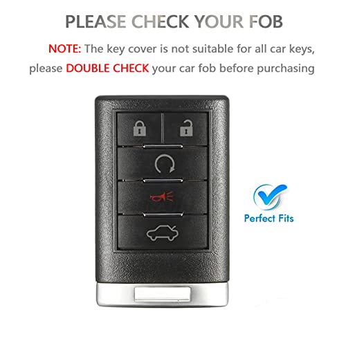 OFFCURVE Key Fob Cover with Keychain for Cadillac, TPU Car Key Case Protector for Cadillac SRX ATS ELR XTS 2010 2011 2012 2013 2014 2015 Keyless Entry Remote Control Start Car Key Accessories, Black - Image 2