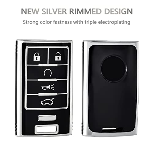 OFFCURVE Key Fob Cover with Keychain for Cadillac, TPU Car Key Case Protector for Cadillac SRX ATS ELR XTS 2010 2011 2012 2013 2014 2015 Keyless Entry Remote Control Start Car Key Accessories, Black - Image 4