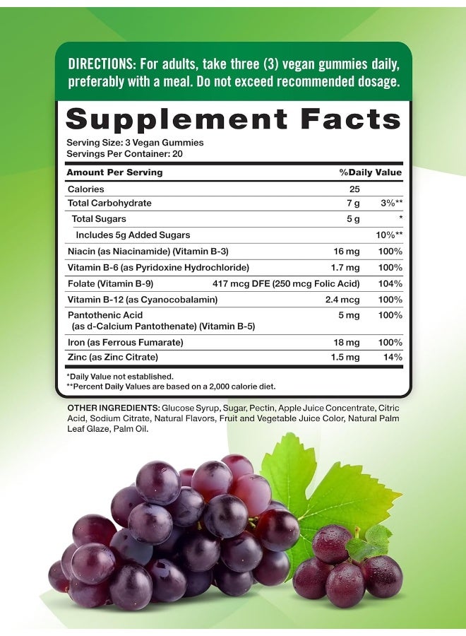 Nature's Truth Iron Gummies | 60 Count | Vegan, Non-GMO & Gluten Free Supplement | with Zinc & B Vitamins | Grape Flavor | by Nature's Truth - Image 2