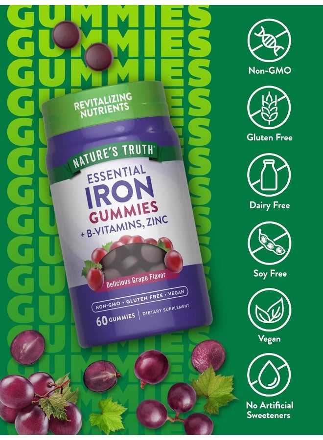 Nature's Truth Iron Gummies | 60 Count | Vegan, Non-GMO & Gluten Free Supplement | with Zinc & B Vitamins | Grape Flavor | by Nature's Truth - Image 3