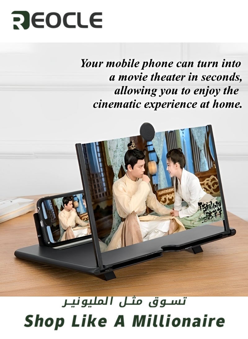 REOCLE 10" Screen Magnifier 3D HD Mobile Phone Magnifier Projector Screen Foldable Phone Stand for Movies & Videos & Gaming Supports All Smartphones - Image 5