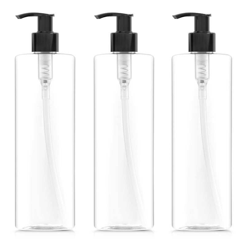 Bar5F Bar5F Empty Shampoo Conditioner and Lotion Pump Bottles 12Ounces Empty Clear 3Pack
