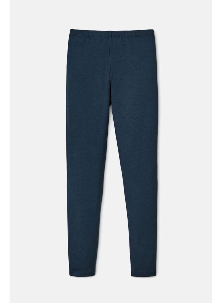 Tchibo Kids Girl 2 Piece Plain Leggings, Navy and Red  - Image 2