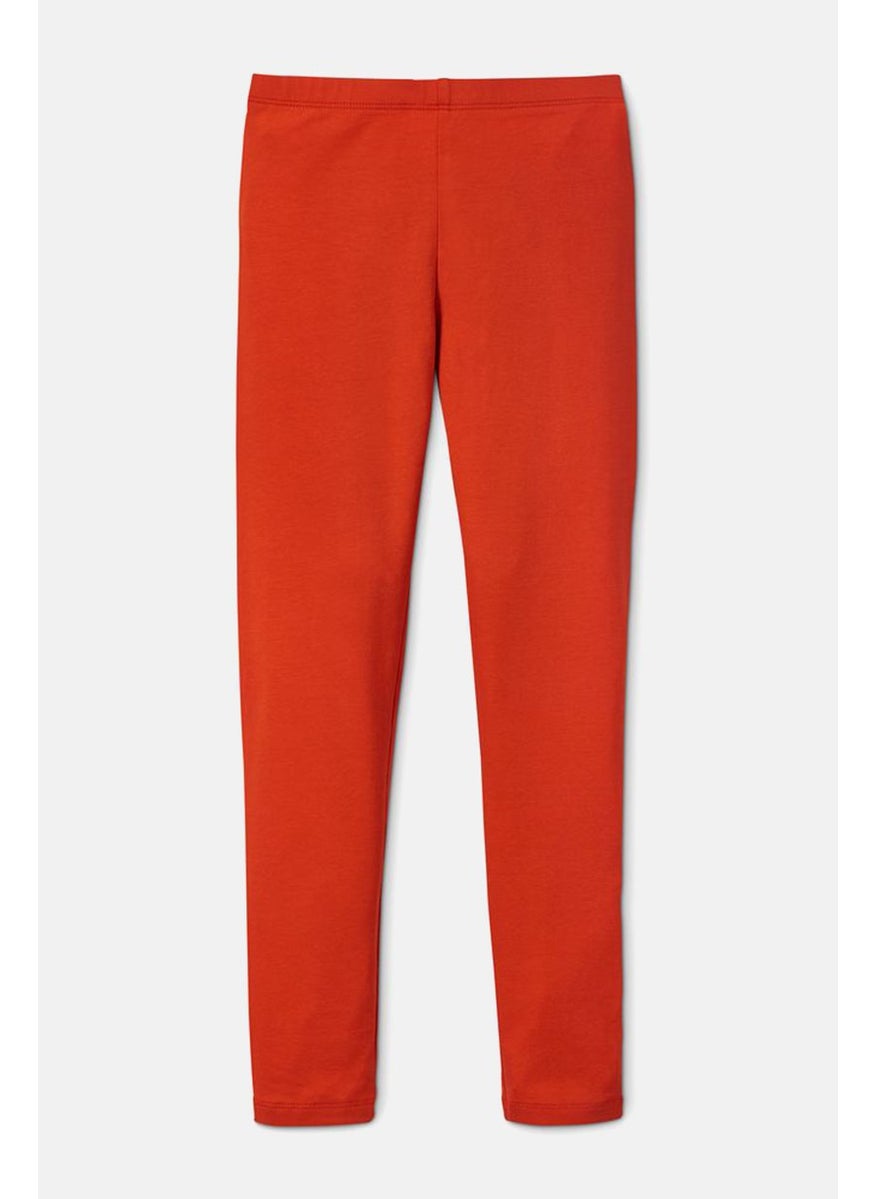 Tchibo Kids Girl 2 Piece Plain Leggings, Navy and Red  - Image 3