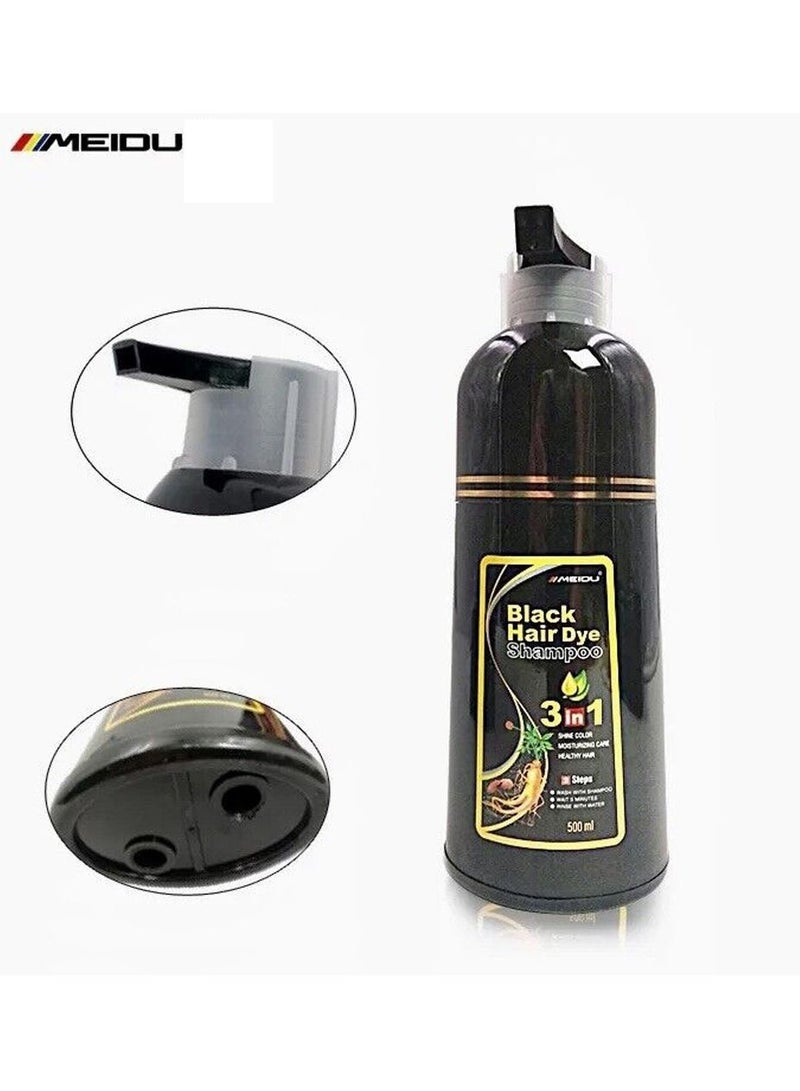 Meidu 3 In One Permanent Black Hair Dye Shampoo 500ml - Image 5