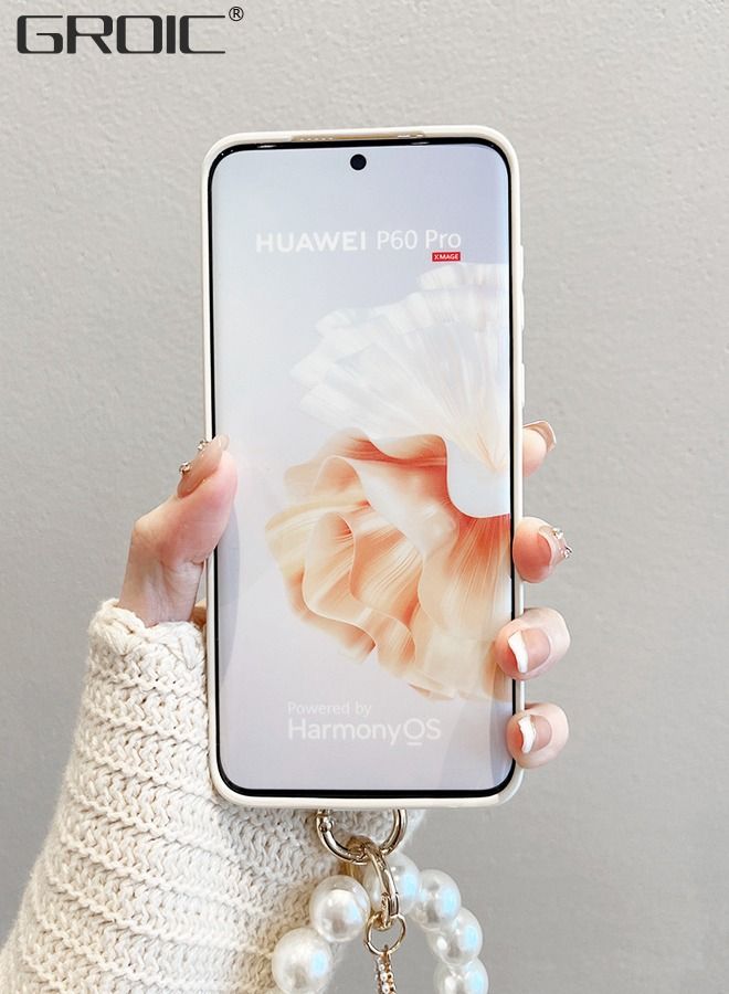 GROIC Phone Case for Huawei P60/P60 Pro 6.67 Inches Case, Cute Flower with Lovely Bracelet Chain for Women Girls Soft TPU Shockproof Protective Case Anti-lost Chain Cute Jewelry Cover  - Image 3
