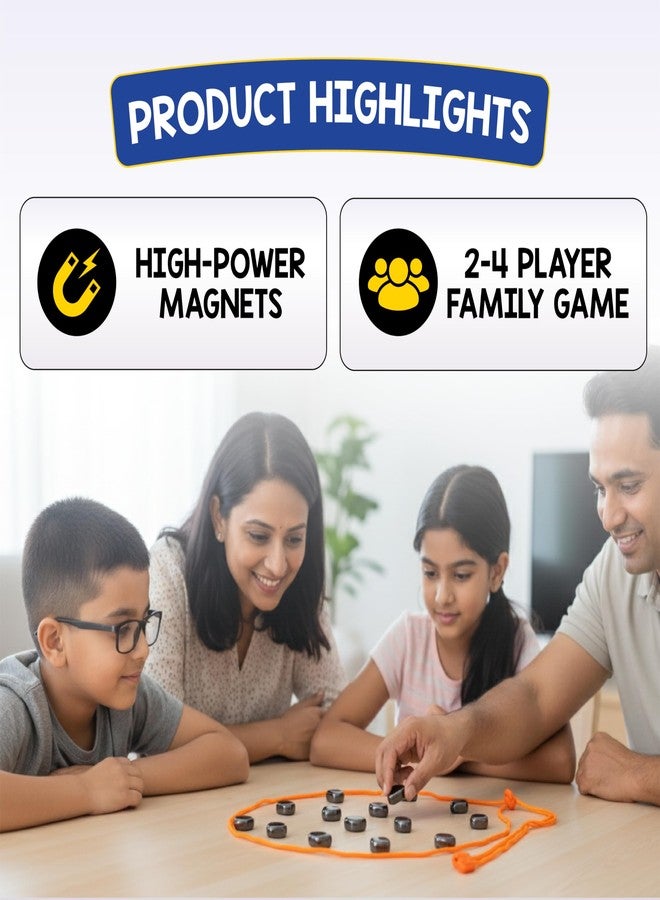 Cubelelo Drift Clang! | 2-4 Players Classic Magnetic Attraction Strategy Game | Features 24 Magnets & Adjustable Rope | Fun Gifting Toy for Family, Teens & Adults | Compact and Travel Friendly - Image 4