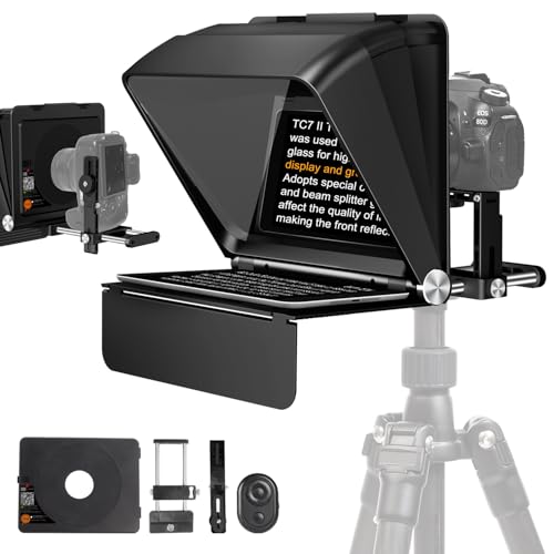 LENSGO Teleprompter for Camera DSLRSLR79Mini Prompter APP Compatible with iOSAndroid for YouTubeOnline TeachingInterviewLive StreamingSupport 2435MM WideAngle Lens Shooting - Image 1