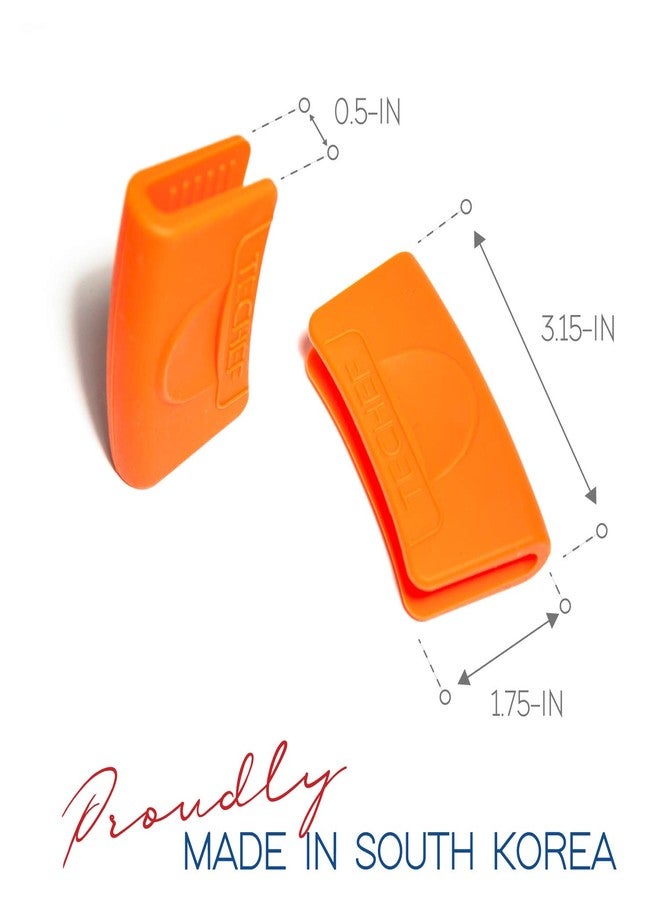TECHEF - Silicone Pot Holders/Pinch Grips/Oven Mitts/ (Orange, Set of 2)/ Made in Korea - Image 3
