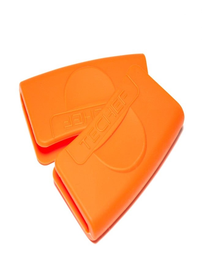 TECHEF - Silicone Pot Holders/Pinch Grips/Oven Mitts/ (Orange, Set of 2)/ Made in Korea - Image 1