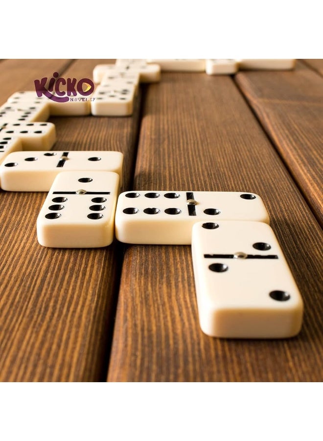 Kicko Domino Set - Premium Classic 28 Pieces Double Six - Durable Wooden Brown Box - 2-4 Players - Mini Board Games for Boys and Girls - Adults Vintage Games - Games for Family - Game Night Dominoes - Image 5
