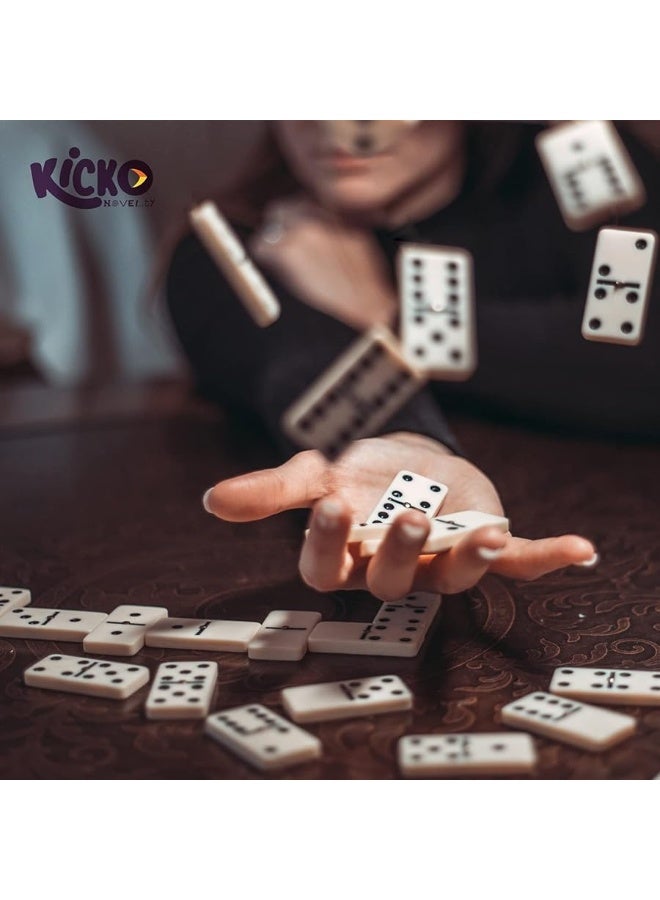 Kicko Domino Set - Premium Classic 28 Pieces Double Six - Durable Wooden Brown Box - 2-4 Players - Mini Board Games for Boys and Girls - Adults Vintage Games - Games for Family - Game Night Dominoes - Image 2
