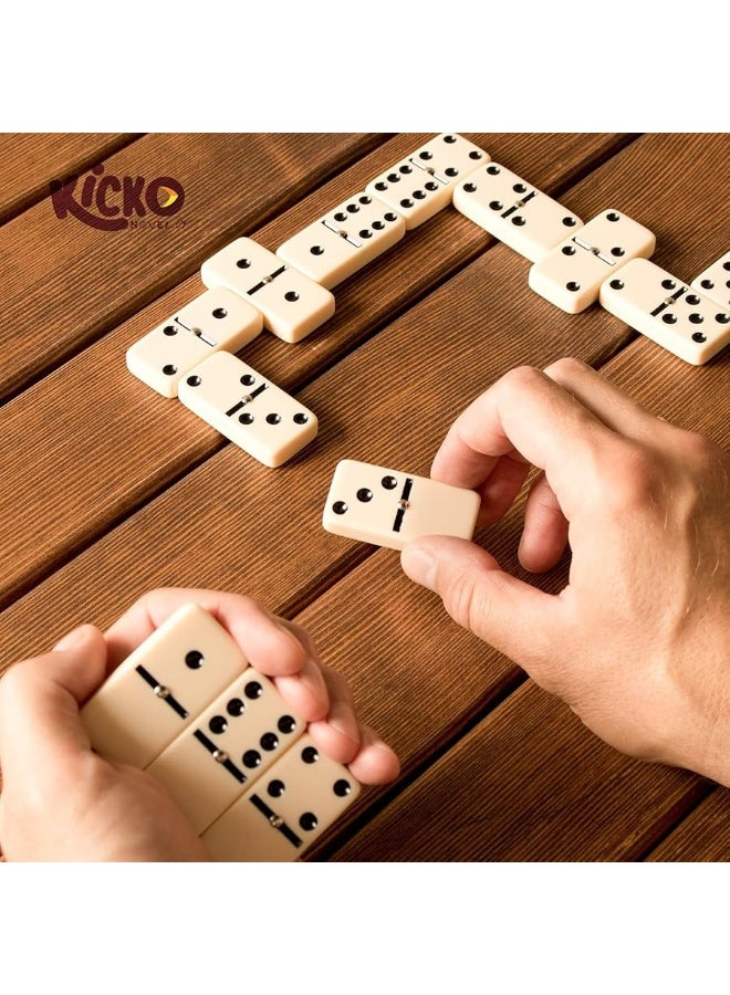Kicko Domino Set - Premium Classic 28 Pieces Double Six - Durable Wooden Brown Box - 2-4 Players - Mini Board Games for Boys and Girls - Adults Vintage Games - Games for Family - Game Night Dominoes - Image 4
