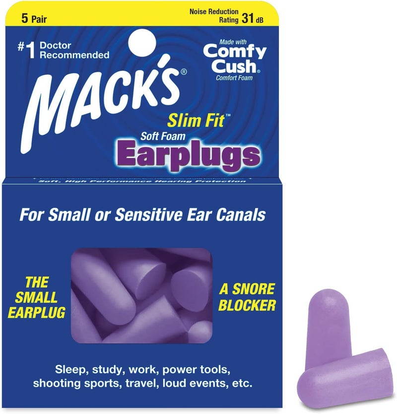 Mack's Slim Fit Soft Foam Earplugs - 5 Pairs for Small or Sensitive Ear Canals - Image 1
