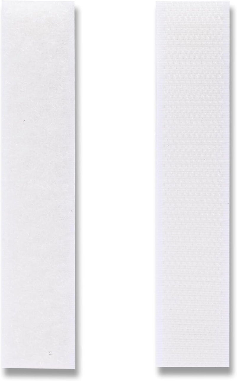 FIS Hook & Loop Tape Pads 20x100mm Rectangle, White, Pack of 15 – Self Adhesive Fastener Strips for Home, School & Office - Image 1