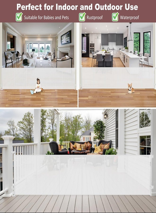 GRENFU Reinforced 41" Extra Tall Pet Gate 150" Extra Wide Retractable Baby Gate with Support Rods, Indoor Extra Long Baby Gates for Large Openings Outdoor Retractable Gate Baby Fence for Living Room, White - Image 5