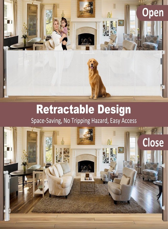 GRENFU Reinforced 41" Extra Tall Pet Gate 150" Extra Wide Retractable Baby Gate with Support Rods, Indoor Extra Long Baby Gates for Large Openings Outdoor Retractable Gate Baby Fence for Living Room, White - Image 4