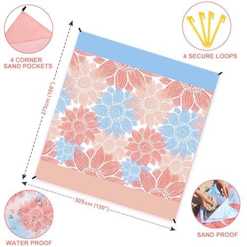 HIHOHO Beach Blanket Waterproof Sandproof Extra Large Beach Mat 79" X 83"/120"x108"for 1-8 Adults Quick Drying Durable Outdoor Picnic Mat for Beach Travel Camping Hiking - Image 2