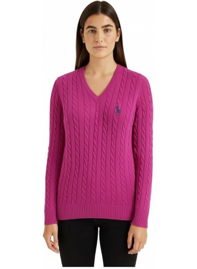 بولو رالف لورين بلوفر حريمي برقبة V | خامة قطن ناعمة | تصميم كلاسيك أنيق مناسب لكل الإطلالات - Image 1