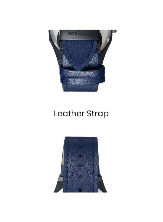 TORNADO Men's Leather Analog Watch T22002-BLNN - 40 mm - Image 5