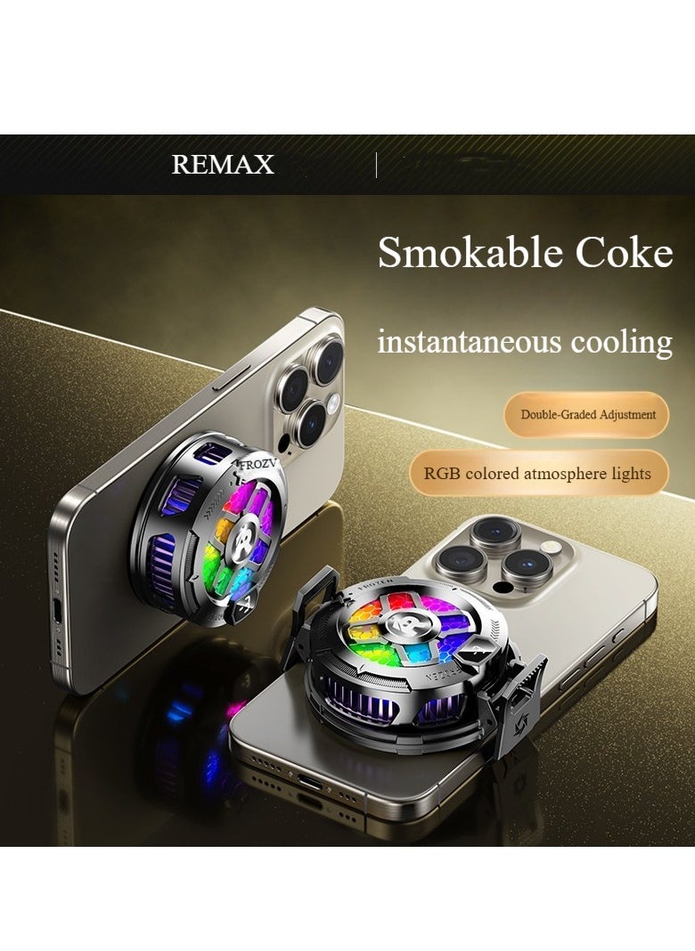 REMAX Phone Cooler, Phone Cooling Fan for Gaming, 2 Modes, Adsorption Design, Semiconductor Phone Cooler with RGB Light,Mini Phone Cooler for Mobile Phone Tablet PC  - Image 3