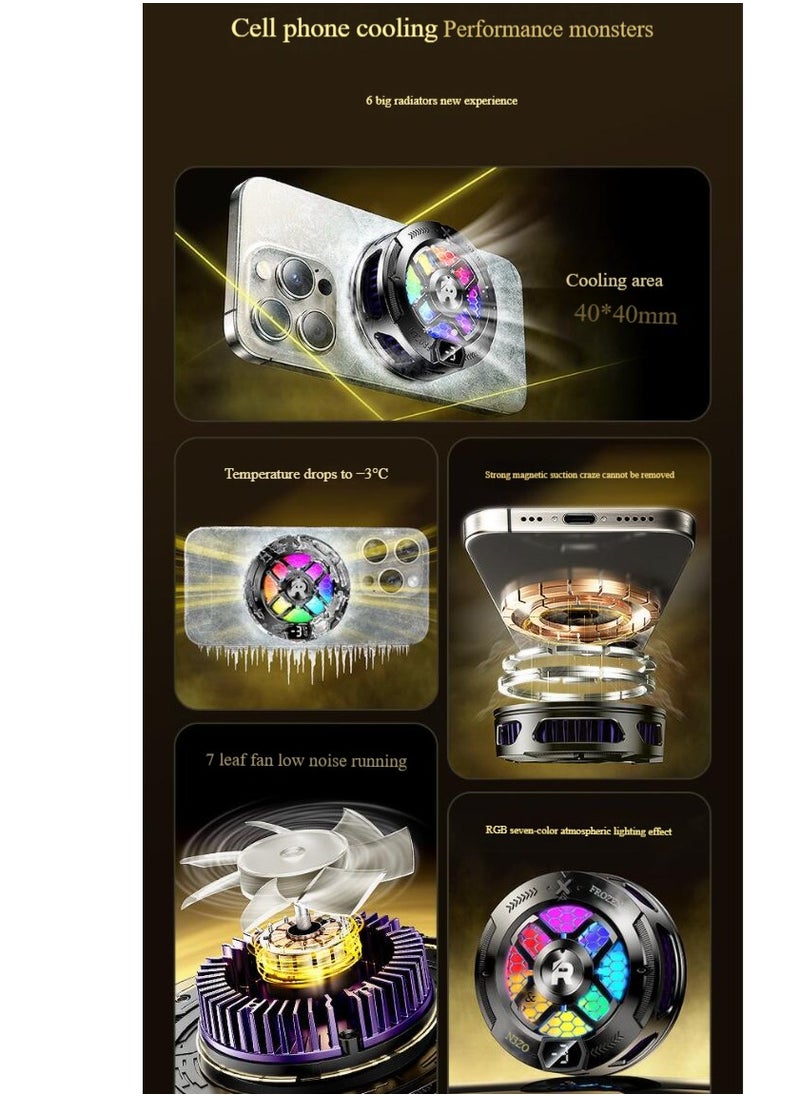 REMAX Phone Cooler, Phone Cooling Fan for Gaming, 2 Modes, Adsorption Design, Semiconductor Phone Cooler with RGB Light,Mini Phone Cooler for Mobile Phone Tablet PC  - Image 4