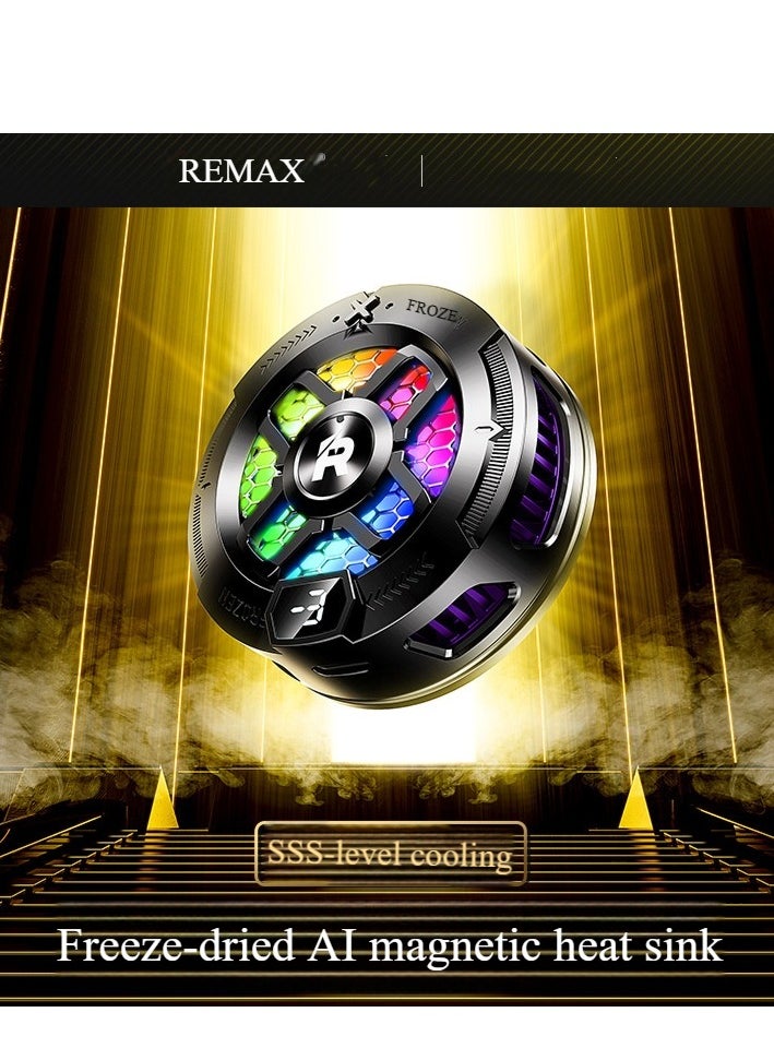REMAX Phone Cooler, Phone Cooling Fan for Gaming, 2 Modes, Adsorption Design, Semiconductor Phone Cooler with RGB Light,Mini Phone Cooler for Mobile Phone Tablet PC  - Image 1