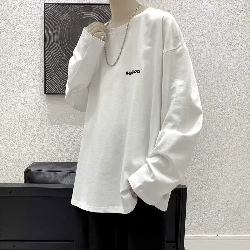 Japanese style long-sleeved T-shirt men's summer fashion brand ins round neck loose printed bottoming shirt Korean style simple casual T-shirt - Image 5