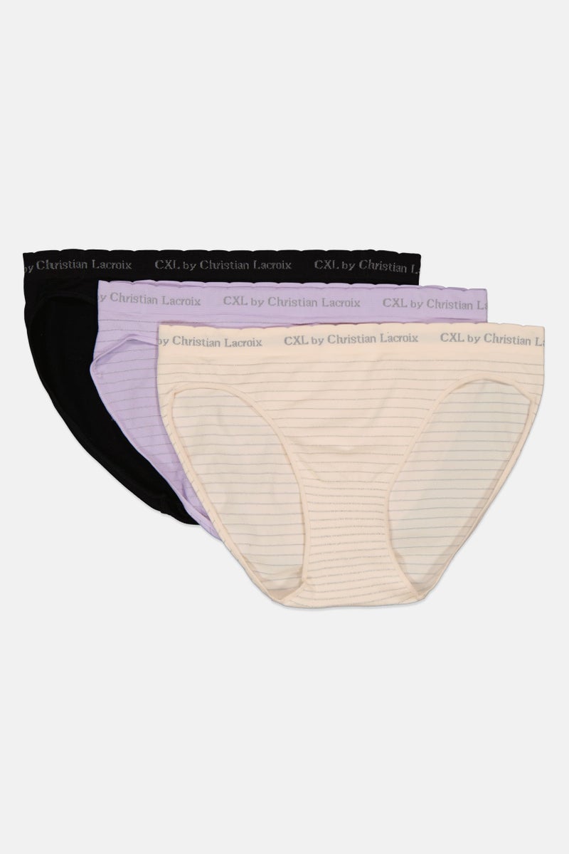 CXL by Christian Lacroix Women 3 Pack Brand Logo Panties, Lavender  - Image 3